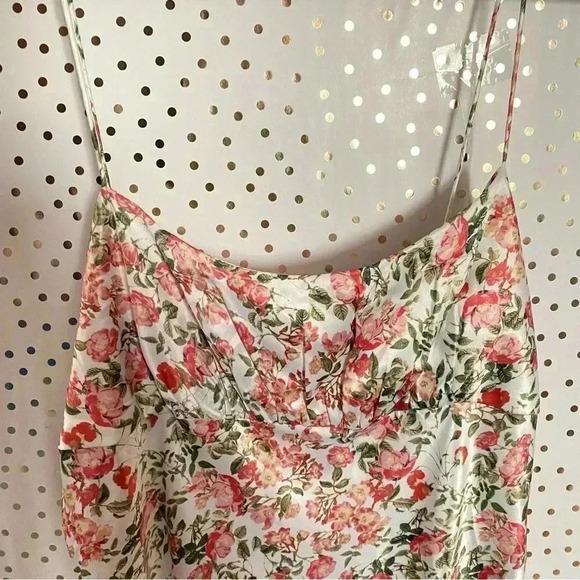 Aqua Floral Red Dress - Picture 4 of 7